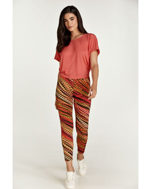 Rode legging met meerkleurige print