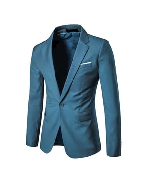Oceaanblauwe slim-fit zakelijke casual blazer