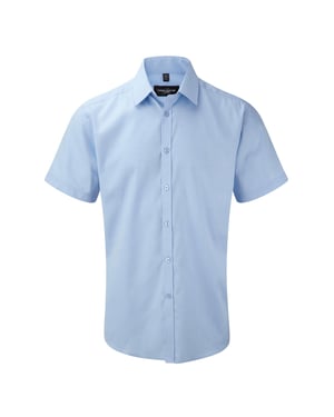 Russell Herenshirt met korte mouwen Visgraatwerk Shirt (Lichtblauw)