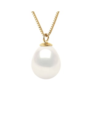 Ketting gekweekte parel Zoetwater 8-9mm White Pear Geel Gouden Ketting
