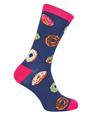 Mr Heron bamboesokken met nieuw patroon voor heren - Donuts (Marine)