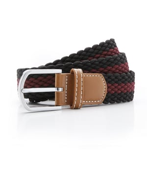 Asquith & Fox Heren Twee Kleuren Streepjes Vlechtriem (Zwart/Bourgondië)
