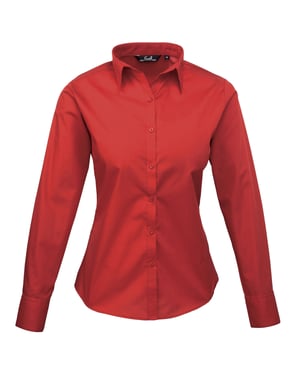 Premier Dames/Dames Popeline Blouse met Lange Mouwen (Rood)