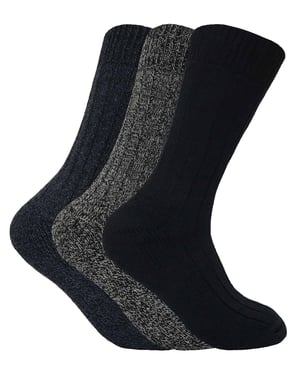 Set van 3 dikke wandelsokken van warme wolmix voor heren - Blauw
