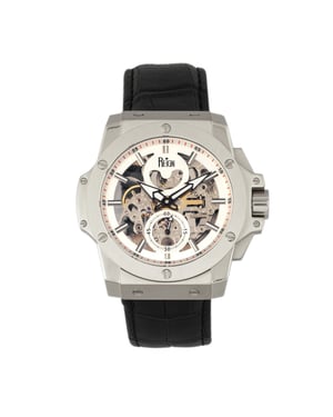 Reign Commodus automatisch skelet horloge met leren band