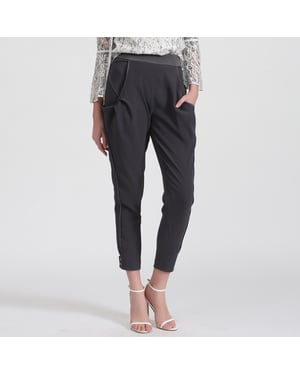 Bi-materiaal taps toelopende broek