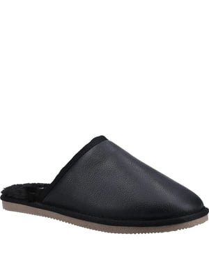 Hush Puppies Heren Coady Leren Slippers (Zwart)