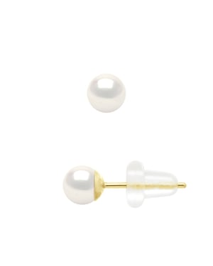 Oorbellen Geelgoud 750 - Echte Cultive Zoetwaterparels Rond 4-5 mm