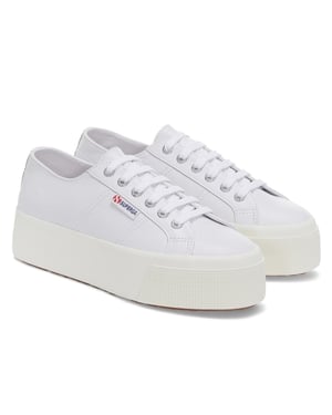 Superga Volwassen unisex 2790 nappaleer sportschoenen (Optisch Wit Zilver/Avorio)