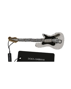 Dolce & Gabbana Witte Gitaar Paillette Bead Geleide Speld Broche