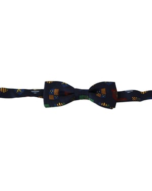 Dolce & Gabbana Blauwe Vlaggen 100% Zijde Verstelbare Hals Papillon Heren Strik