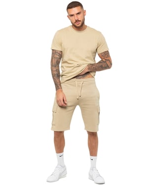 Enzo | Heren T-shirt Trainingspak Met Korte Broek Set- Stone