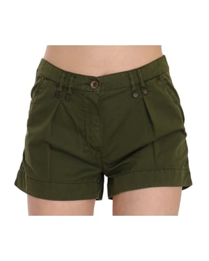 PLEIN SUD Groene Midden Taille 100% Katoenen Mini Shorts