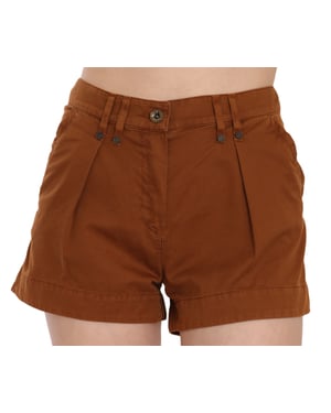 PLEIN SUD Bruine Mid Waist Katoenen Denim Mini Shorts
