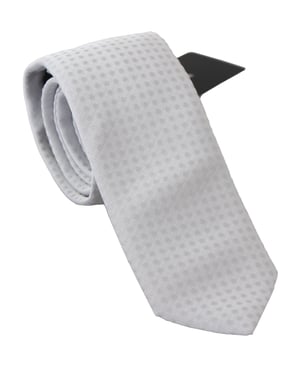 Dolce & Gabbana Wit Gedessineerde Klassieke Heren Slim Stropdas