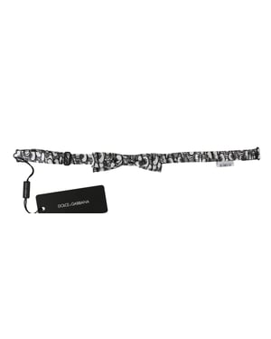Dolce & Gabbana Mannen Wit Patroon Zijde verstelbare Hals Papillon Stropdas