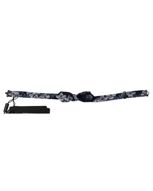 Dolce & Gabbana Navy Blauw gebloemde slanke verstelbare hals Papillon herenstrik