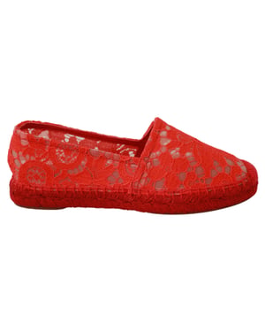 Dolce & Gabbana Rode Kant Katoenen Espadrilles Ballerina's