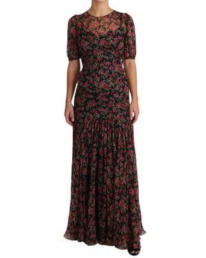 Dolce & Gabbana Zwart gebloemde rozen A-lijn Shiftjurk voor dames