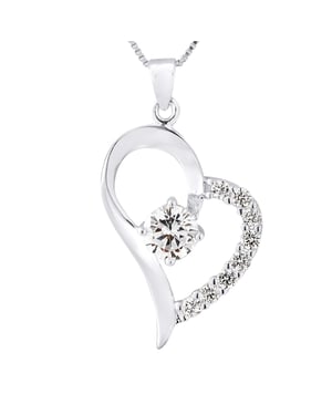 Hart hanger zirkonium zilver oxiden 925 wordt geleverd met ketting aangeboden