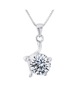 Solitaire hanger fancy zirkoniumoxide 925 geleverd met aangeboden ketting