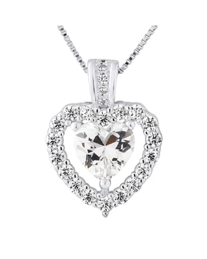 Solitaire hanger hart zirkoniumoxide Joaillerie zilver 925 wordt geleverd met een ketting aangeboden