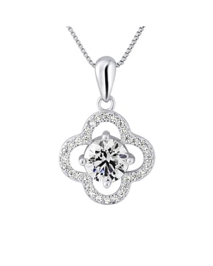 Solitaire hanger Trefle Zirkoniumoxiden Zilver 925 wordt geleverd met een keten aangeboden