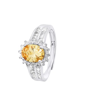 Sapphire Orange Ring Crystal en Zirkoniumoxides Zilver 925 Verstelbaar - Diana
