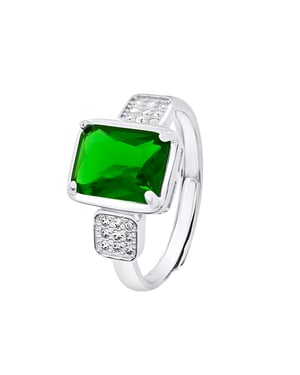 Ring "Emerald Color" -kristal en verstelbare zirkoniumoxiden 925 - Gatsby