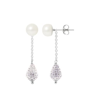Hangers van oorbellen witte cultuur kralen 6-7 mm Crystal White Silver 925 - Pure Crystal