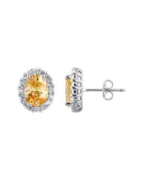 Sapphire Color Crystal Orange Earrings and Silver Zirconiumoxides 925 - Diana