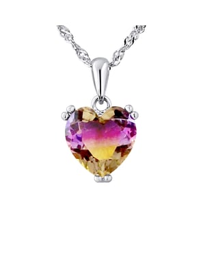 Hart ketting "paarse schaduw" kristal en zilver 925 - blauwe woorden