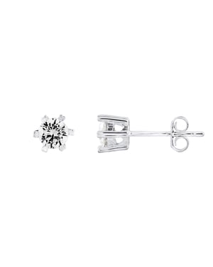 Solitarium Oorbellen Zirkoniumoxiden 5 mm 6 Klauwen Zilver 925 - Temptation 5