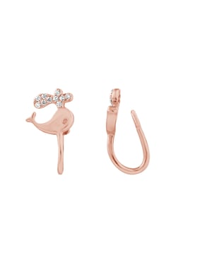 Zilver 925 Whale Oor Clips Roze Vergulde - Reverie