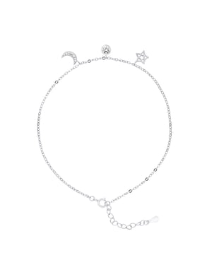 Star Enkle Chain Moon Zirkoniumoxides Zilver 925