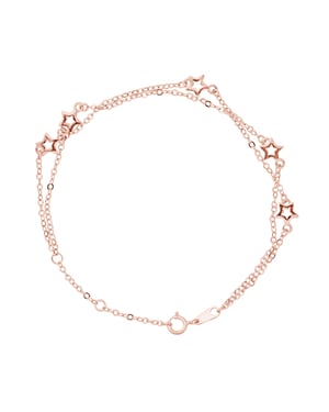 Zilver 925 zilveren dubbele ster armband roze vergulde