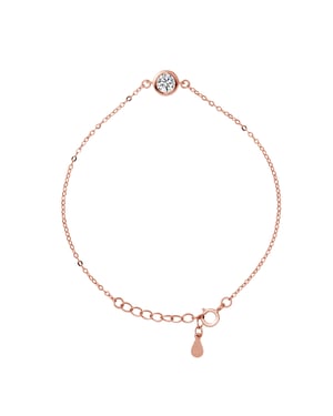 Solitaire Armband Serti Clos Verstelbaar Zilver 925 Roze Vergulde - Leven in Roze