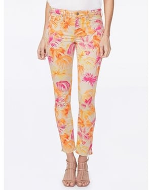 Alina Skinny Ankle Jeans Print Premium Denim | Beach Garden Clementine