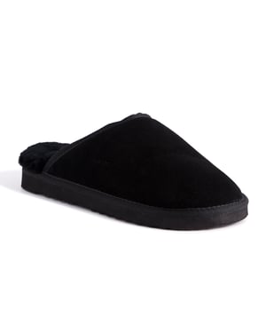 Aus Wooli "Manly" Australië Schapenvacht Wollen Pantoffels, Zwart