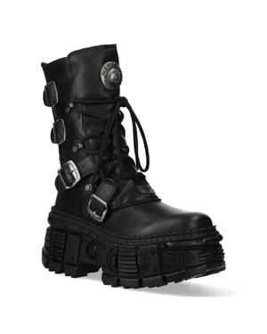 New Rock halfhoge leren Goth-laarzen-WALL373-S5