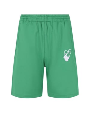 Gebroken witte Hands Off Logo Skate Fit groene trainingsbroek