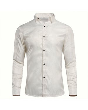 Slim-fit geborduurd wit paisley-overhemd
