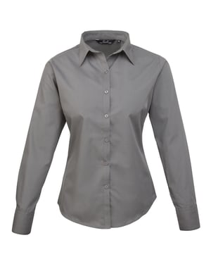 Premier Dames/Dames Popeline Blouse met Lange Mouwen (Donkergrijs)