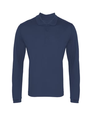 Premier Heren Lange Mouw Coolchecker Pique Polo Shirt (Marine)