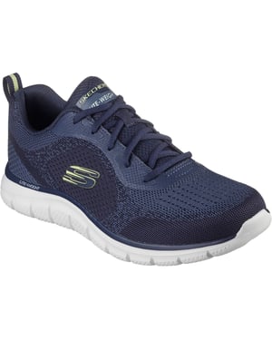 Skechers Track Glendor Polyester Heren Navy/Lime Trainers