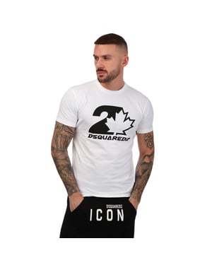 Heren Dsquared2 Esdoornblad Logo T-shirt In Wit
