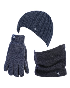 Heat Holders herenhoed, nekwarmer handschoenen set - Marine
