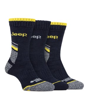 Heren Heavy Duty Werksokken met Boogondersteuning | Jeep | Volledige Kussen High-Performance Katoenen Bocksokken met Versterkte Hiel en Teen - Marineblauw / Grijs
