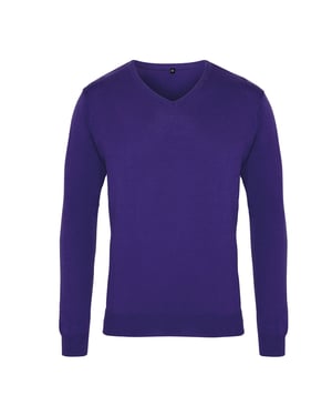 Premier Heren Gebreid Katoen Acryl V Hals Sweatshirt (Paars)