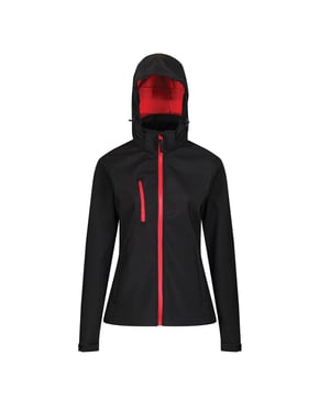 Regatta Dames/dames Venturer Jas met kap en zachte shell (Zwart/Klassiek Rood)